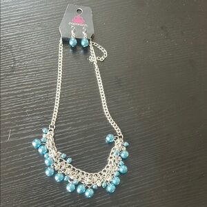 Paparazzi Silver Necklace Set with Teal Accents